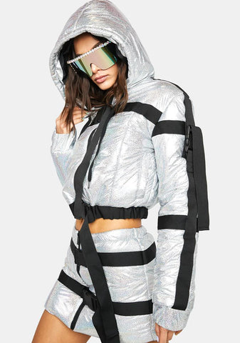Space Raid Holographic Puffer Jacket