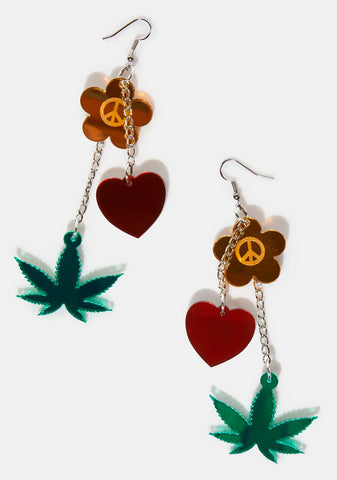 Peace Weed Earrings