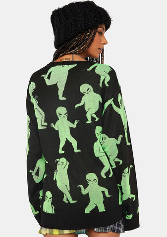 Alien Dance Party Knit Sweater