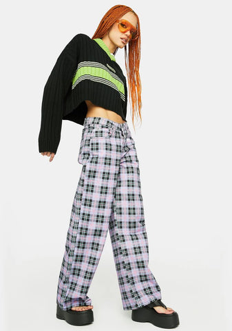 Release Plaid Wide Leg Jeans