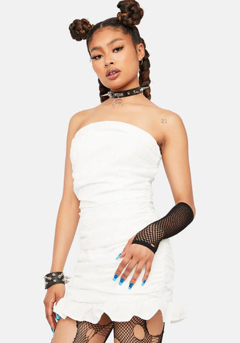 Ivory Be Unique Strapless Ruched Mini Dress