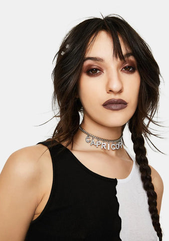 Alone Time Capricorn Rhinestone Charm Necklace