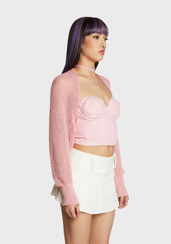 Break Time Knit Shrug - Pink
