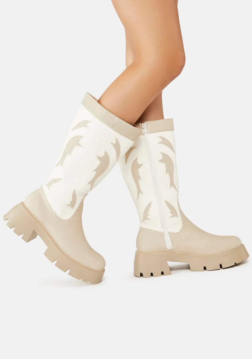 White Fly Away Cowboy Boots