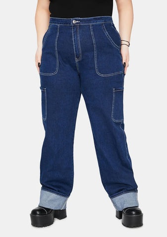 Let's Ride The Wave Cuffed Carpenter Jeans