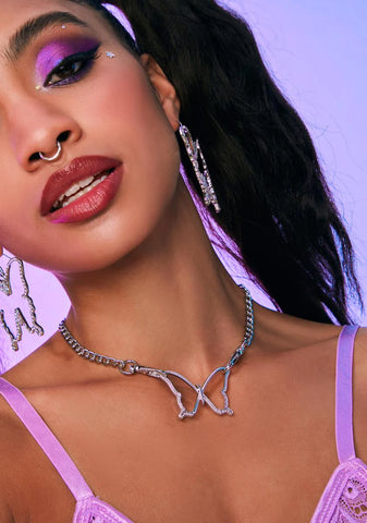 Into The Forest Butterfly Double Clip Chain Necklace