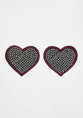 Reusable Rhinestone Embellished Heart Pasties