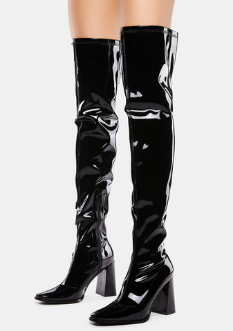 Patent Walkin' It Off Thigh-High Boots