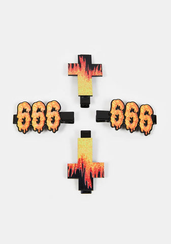 666 And A Cross Skip Hair Pins Set