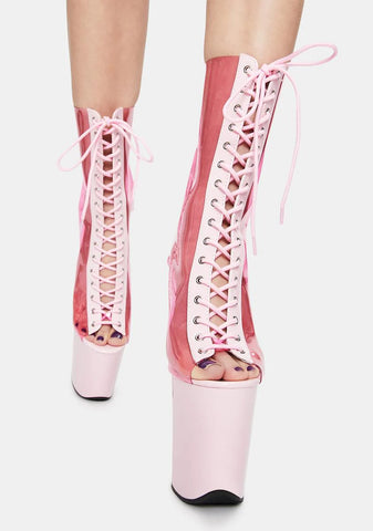 Pink Flamingo-800-34 Lace Up Heels