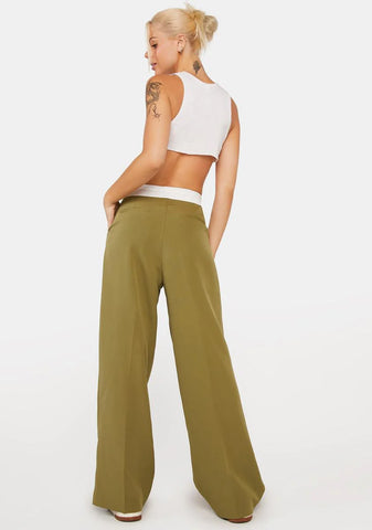 Jungle Green City Of Angels Wide Leg Pants