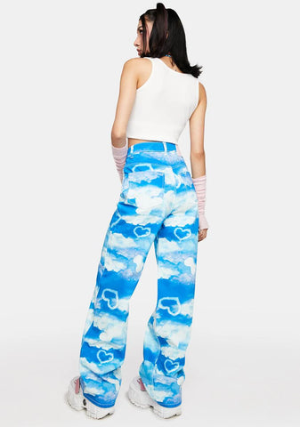 Cloud Print Jeans
