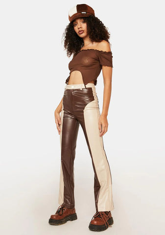 Modern Living Two Tone Vegan Leather Pants