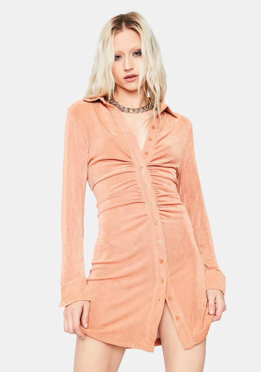Coral Light The Dark Long Sleeve Mini Dress