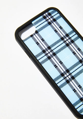 Sky Blue Plaid Iphone Case