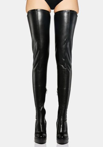 Black None Of Your Business Wedge Boots