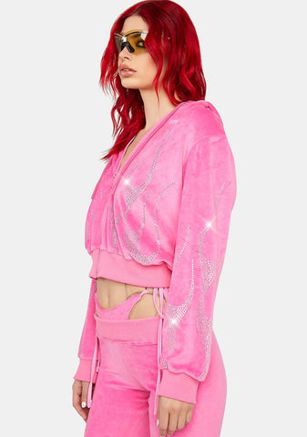 Pink Flame Velour Track Jacket