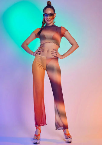 Ombre Mix Print Mesh Beach Trousers