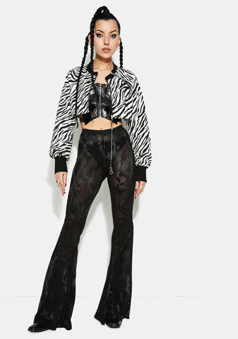 Zebra Print Double Zipper Cardigan