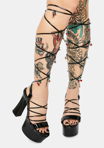 Cherry Pixie Queen Lace Up Heels