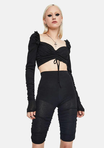 Festival Feeling Sheer Ruched Shorts