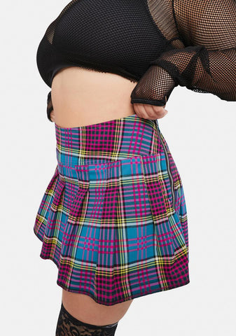 Plus Azure Chase The High Pleated Skirt