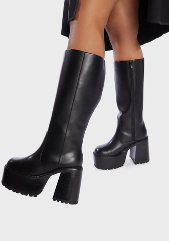 Wide Fit Vintage Soul Knee High Boots - Black