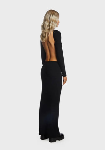 Backless Crop Top And Maxi Skirt Set