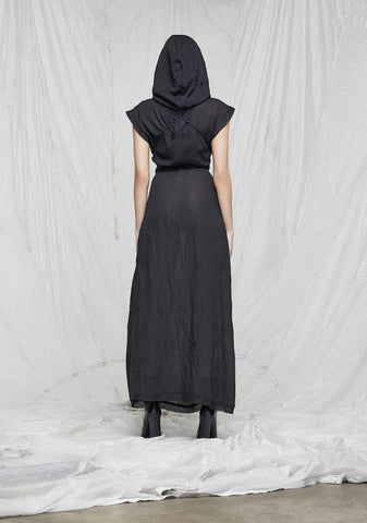 Synth Hooded Gauze Tunic Dress And Mask Set
