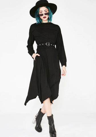 Stitching Asymmetrical Hooded Dress