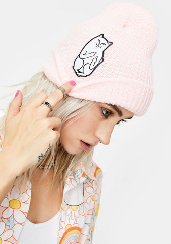 Light Pink Lord Nermal Ribbed Beanie