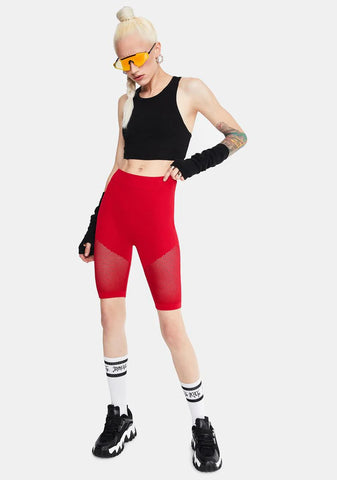 Hot 10% Luck Mesh Panelled Biker Shorts