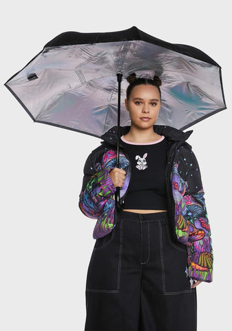 Iridescent Unbelievabrella Reverse Closing 48" Arc Umbrella