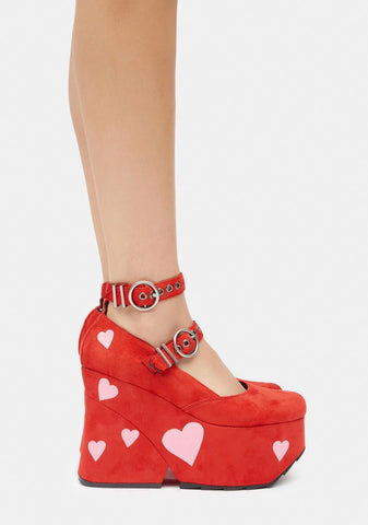 Red Melt My Heart Chunky Platform Heels
