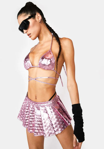 Sweet Nova Girl Metallic Skort Set