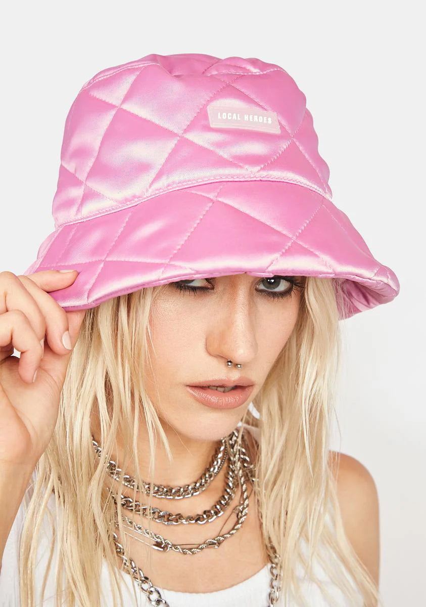 Pink Quilted Bucket Hat