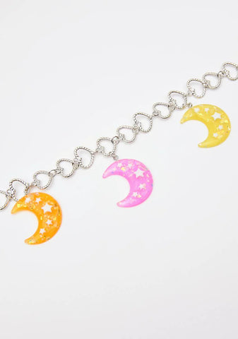 Sweet Shimmering Moonlight Heart Chain Necklace