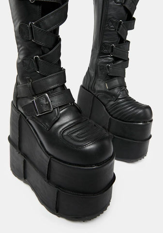 Stack-308 Knee High Platform Boots
