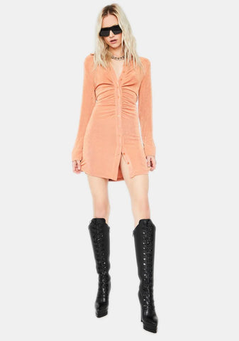 Coral Light The Dark Long Sleeve Mini Dress