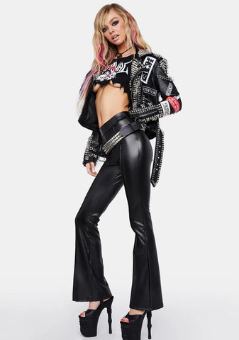 Always Bad Vegan Leather Flare Pants