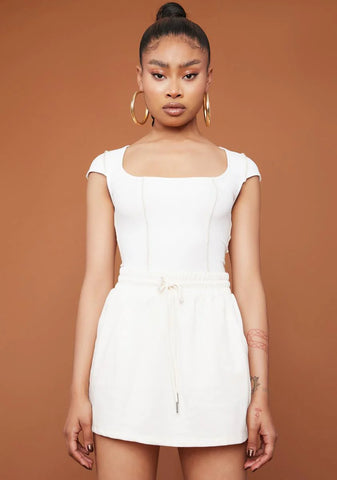 Ready Or Not Drawstring Mini Skirt