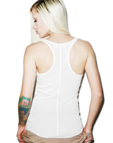 Jen Ribbed Tank Top - White