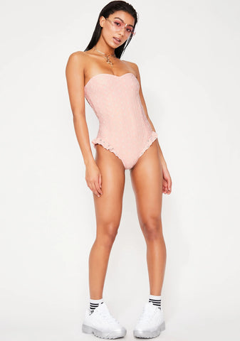 Ruffle Leg Open Back Cheek One Piece Bikini
