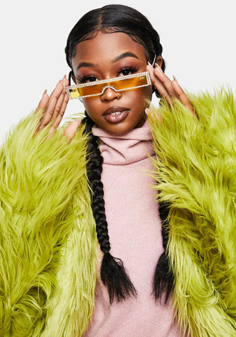 Electric Into The Future Slim Rhinestone Sunglasses