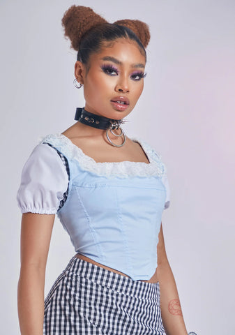 Light Blue Night Artistic Glamour Corset Tank Top