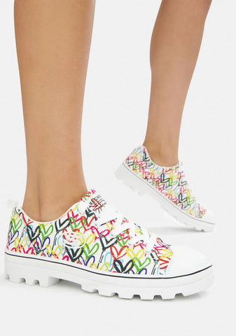 x JGoldcrown White Hashtag Love Roadies Sneakers