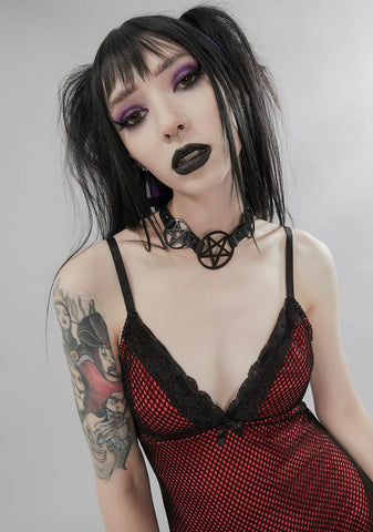 Black O-Ring Pentagram Choker