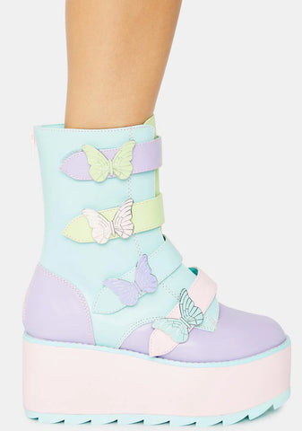 Pastel Karma Butterfly Platform Boots