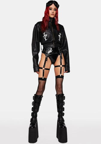 Tattooed Vegan Leather Jacket