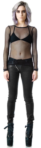 Fash-ist Fishnet Long Sleeve Top - White